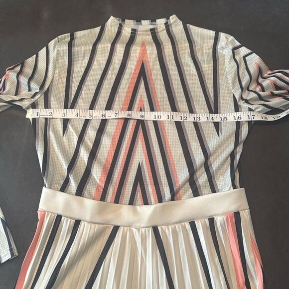 Women’s Long Sleeve Printed Casual Maxi Dress with Pleated Skirt Size M - Picture 11 of 14